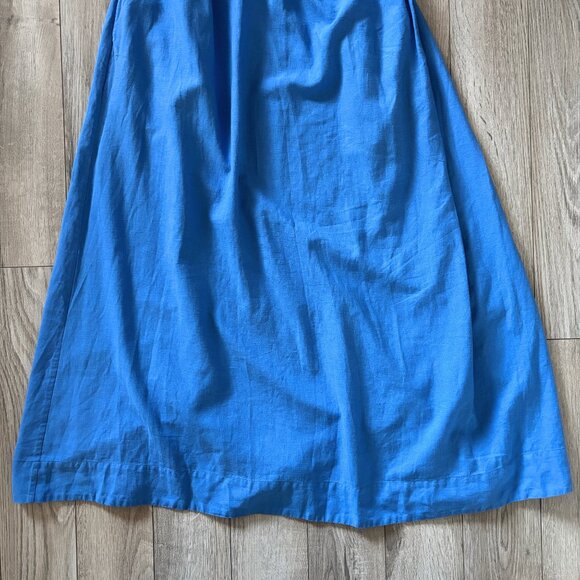 Farm Rio One Shoulder Cutout Blue Linen Maxi Dress Womens XS Coastal Boho - Picture 5 of 16